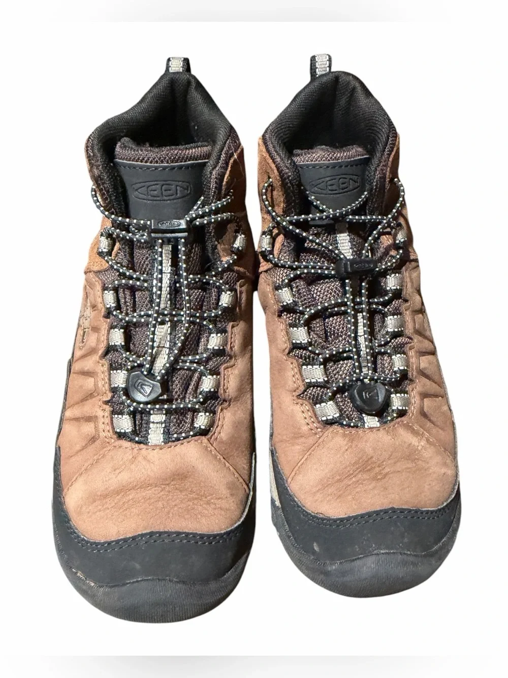KEEN Targhee IV Waterproof Hiking Boots Boys Size 2 Bison Brindle Like New